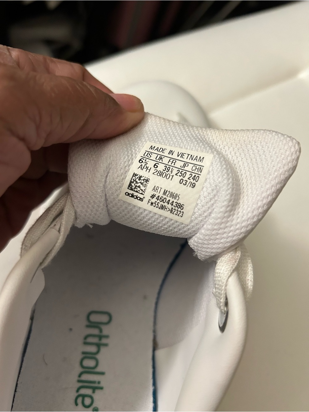 adidas White Leather Sneakers, Stan Smith Green Tongue Logo - Picture 8 of 9
